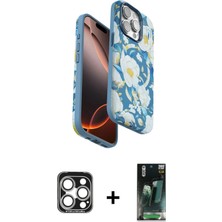 BUTİMAR'S iPhone 15 Pro Max Siluet Doku - Şeffaf 360 Full Body Arka Koruyucu + Gümüş Pvd Metal Kamera Lens