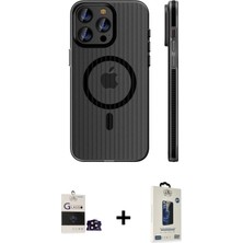 Cepte Toptan iPhone 14 Pro Max Pusula Minimal Koleksiyonu - Siyah Bilvis Hayalet Cam Ekran Koruyucu + Siyah Bilvis Titan Kamera Lens