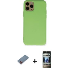 Cepte Toptan iPhone 11 Pro Ahenk Serisi - Siyah 34D Hayalet Izgaralı Cam + Kırmızı Metal Kamera Lens Koruma Cam