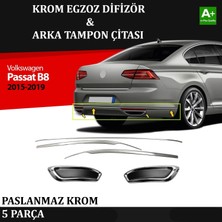 Tuna Oto Vw Passat B8 Arka Tampon Alt Çıtası & Egzoz Görünümü Difüzör Krom Takım 2015 2016 2017 2018 2019