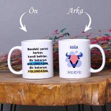 Zoommatik Kişiye Özel Boğa Burcuna Hediye Mottolu Isimli Kupa Bardak