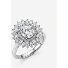 Leifa Jewelry Mozanit Taşlı 925 Ayar Gümüş Kar Tanesi Tasarım Kolye (Rodyum Kaplama)