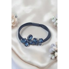 RALBAX Gaillarde Lastik Saç Tokası – Safir Mavi Kristal Taşlı Kelebek Tasarımlı Şık Kadın Aksesuar