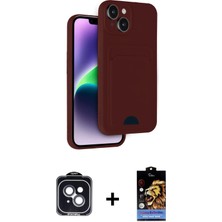 Cepte Toptan iPhone 14 Vadi Çizgi Prime - Siyah Buffer Hayalet Cam Ekran Koruyucu + Siyah Pvd Metal Kamera Lens