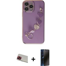 Cepte Toptan iPhone 13 Pro Max Nova Işık Prime - Siyah 3D Antistatik Hayalet Cam Ekran Koruyucu + Kırmızı Rainbow Kamera Lens Koruma Cam