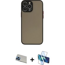 BUTİMAR'S iPhone 13 Pro Max Ahenk Çizgi Serisi - Siyah 3D Antistatik Cam Ekran Koruyucu + Mavi Rainbow Kamera Lens Koruma Cam