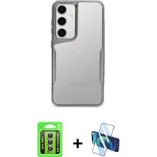 BUTİMAR'S Galaxy A15 4g Akış Çizgi Koleksiyonu - Siyah 3D Antistatik Cam Ekran Koruyucu + Gümüş Raze Metal Kamera Lens