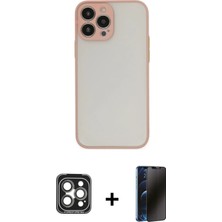 BUTİMAR'S iPhone 15 Pro Max Ahenk Çizgi Serisi - Siyah 3D Antistatik Hayalet Cam Ekran Koruyucu + Gri Pvd Metal Kamera Lens
