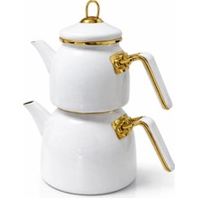 Pr Home Emaye Rose Model Çaydanlık Beyaz