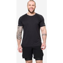 Decathlon Domyos Erkek Kısa Kollu Cross Training Tişörtü - Siyah/gri - Celliant