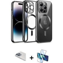BUTİMAR'S iPhone 13 Pro Max Nova Işık Özel Seri - Siyah 3D Antistatik Cam Ekran Koruyucu + Sierra Blue Pers Alüminyum Kamera Lens