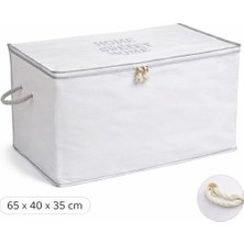 meteshopping Baza Hurcu, Yorgan Yastık Saklama Hurç, Ipli Baskılı Çok Amaçlı Sandık Tipi Hurç 65X40X35 cm