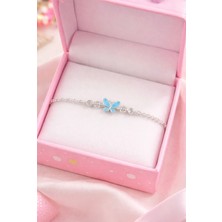 Miraç Gümüş Takı Atölyem 925 Ayar Gümüş Mineli Yusufcuk Detaylı Kız Çocuk Bileklik