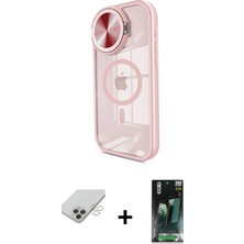Cepte Toptan iPhone 14 Pro Max Kıvılcım Modern Koleksiyonu - Şeffaf 360 Full Body Arka Koruyucu + Gold Band Metal Kamera Lens
