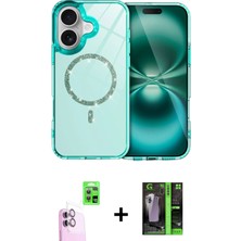 Cepte Toptan iPhone 16 Kıvılcım Form Prime - Şeffaf 360 Full Body Arka Koruyucu + Pembe Raze Metal Kamera Lens