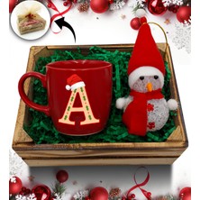 As Gift Mini Kasa Içerisinde Kardan Adam & Kişiye Özel Kırmızı Kupa Hediye Seti