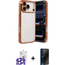 Cepte Toptan iPhone 17 Pro Max Vadi Minimal - Siyah 3D Antistatik Hayalet Cam Ekran Koruyucu + Natural Grey Bilvis Titan Kamera Lens