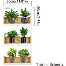 Raflı Bitki Tasarımlı Yapışkanlı Sticker 20*30 cm 3lü Set
