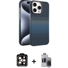 BUTİMAR'S iPhone 15 Pro Max Doruk Serisi - Siyah Vanessa Magic Hayalet Cam + Turuncu Pvd Metal Kamera Lens