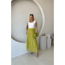 Fehu Bloom Yeşil Kraşlı Uzun Etek