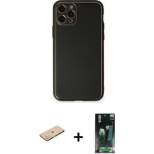 Cepte Toptan iPhone 11 Pro Max Yadigar Klasik - Şeffaf 360 Full Body Arka Koruyucu + Yeşil Renkli Kamera Lens Koruma Cam