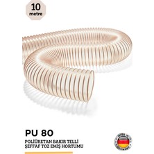 Ithal Poliüretan Bakır Telli Şeffaf Emiş Hortum Pu 80 - 32MM, 10 Metre. (Toz-Talaş-Cnc)