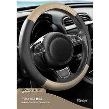 PINUKS Direksiyon Kılıfı Poşetli Geçme 38CM Noktalı Siyah Düz Bej  F103 Adet