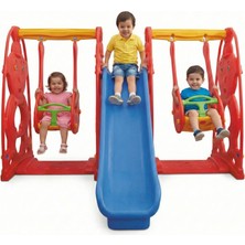 Exectus Çift Salıncaklı ve 180 cm Kaydıraklı Teddy Oyun Parkı 3'lü Set