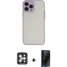 BUTİMAR'S iPhone 15 Pro Max Ahenk Çizgi Serisi - Siyah 3D Antistatik Hayalet Cam Ekran Koruyucu + Gri Pvd Metal Kamera Lens