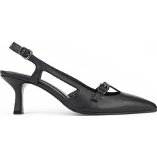 Ziya, Kadın Hakiki Deri Topuklu Ayakkabı 1611030Z2624 Siyah