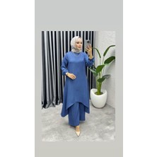 Golda Dress Kadın Keten Ikili Takım Indigo
