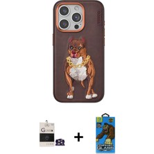 Cepte Toptan iPhone 14 Pro Max Nova Form Koleksiyonu - Siyah 18D Cam Ekran Koruyucu + Gümüş Bilvis Titan Kamera Lens