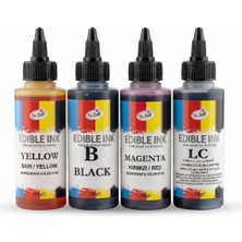 Dr. Gusto Yenilebilir Yazıcı Gıda Mürekkebi 115 ml 4’lü Set – Siyah, Sarı, Magenta (Kırmızı), Cyan (Mavi) Cmyk Pasta Baskı Mürekkebi