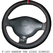 PINUKS Direksiyon Kılıfı Poşetli Geçme 38CM Karbon Tek Çizgi Kırmızı Adet  PİNUKS-FXF-369
