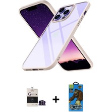 Cepte Toptan iPhone 14 Pro Max Nova Işık Serisi - Siyah 18D Cam Ekran Koruyucu + Siyah Bilvis Titan Kamera Lens