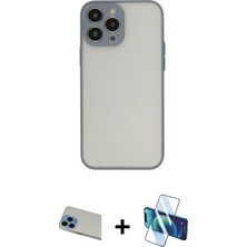 BUTİMAR'S iPhone 13 Pro Max Ahenk Çizgi Serisi - Siyah 3D Antistatik Cam Ekran Koruyucu + Mavi Rainbow Kamera Lens Koruma Cam