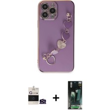 Cepte Toptan iPhone 14 Pro Max Nova Işık Prime - Şeffaf 360 Full Body Arka Koruyucu + Derin Mor Bilvis Titan Kamera Lens