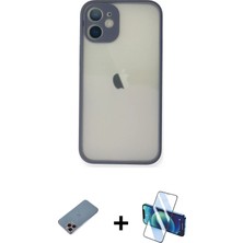 Cepte Toptan iPhone 11 Pro Max Ahenk Çizgi Serisi - Siyah 3D Antistatik Seramik Nano Ekran Koruyucu + Pembe Shine Kamera Lens Koruma Cam