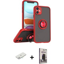 Cepte Toptan iPhone 11 Yörünge Çizgi - Siyah Bilvis Hayalet Cam Ekran Koruyucu + Sarı Renkli Kamera Lens Koruma Cam