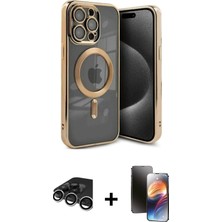 Cepte Toptan iPhone 15 Pro Nova Işık Özel Seri - Siyah 3D Antistatik Mat Seramik Nano Ekran Koruyucu + Gümüş Raze Metal Kamera Lens