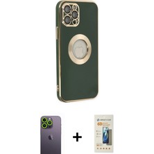 BUTİMAR'S iPhone 12 Pro Max Iz Form Serisi - Siyah 6d Mat Seramik Hayalet Nano Ekran Koruyucu + Yeşil Neon Fosforlu Kamera Lens