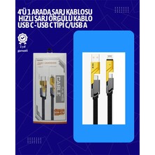 Kayıtel Teknolajık Usb-C ve Lightning Uyumlu 4'ü 1 Arada Kablo – 65W Hızlı Şarj, Örgülü Dayanıkl�