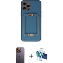 Cepte Toptan iPhone 12 Pro Kozmos Minimal Prime - Siyah 3D Antistatik Seramik Nano Ekran Koruyucu + Sarı Neon Fosforlu Kamera Lens