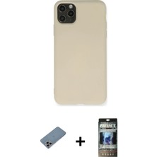 Cepte Toptan iPhone 11 Pro Max Ahenk Serisi - Siyah 34D Hayalet Izgaralı Cam + Gökkuşağı Shine Kamera Lens Koruma Cam