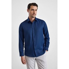 Süvari Lacivert Regular Klasik Yaka Casual Gömlek