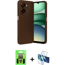 BUTİMAR'S Galaxy A07 4g Eksen Form Prime - Siyah 3D Antistatik Cam Ekran Koruyucu + Gümüş Raze Metal Kamera Lens