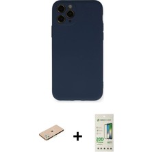 Cepte Toptan iPhone 11 Pro Ahenk Serisi - Siyah 20D Premium Cam Ekran Koruyucu + Yeşil Renkli Kamera Lens Koruma Cam