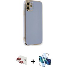 Cepte Toptan iPhone 11 Yankı Serisi - Siyah 3D Antistatik Cam Ekran Koruyucu + Kırmızı Pers Alüminyum Kamera Lens