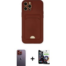 Cepte Toptan iPhone 12 Pro Max Vadi Çizgi Prime - Şeffaf Temperli Cam Ekran Koruyucu + Turuncu Neon Fosforlu Kamera Lens