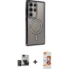 BUTİMAR'S Galaxy S24 Ultra Zirve Doku Prime - Siyah Autokit 5in1 Fiber Polymer Nano Ekran Koruyucu + Gold Pvd Metal Kamera Lens